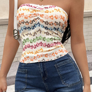 Strapless Floral Print Bodycon Tank