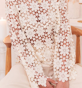 Floral Long Sleeve Cover-Up
