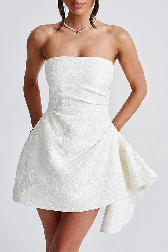 Strapless Textured Fit and Flare Mini Dress