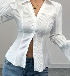 Elegant Flared Sleeve Blouse
