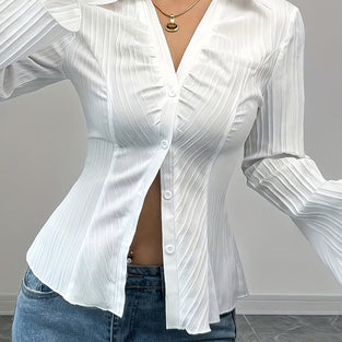 Elegant Flared Sleeve Blouse