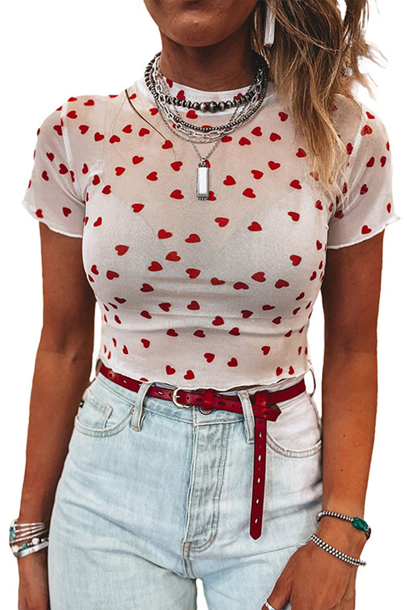 Heart Pattern Short Sleeve T-Shirt