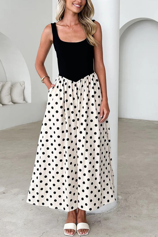 Polka Dot Sleeveless Maxi Dress