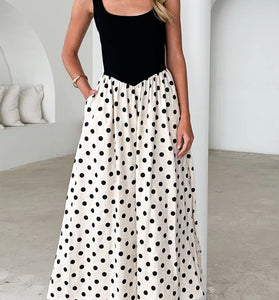 Polka Dot Sleeveless Maxi Dress