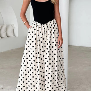 Polka Dot Sleeveless Maxi Dress