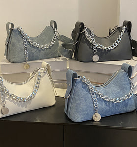 Chain Accent Shoulder Bag