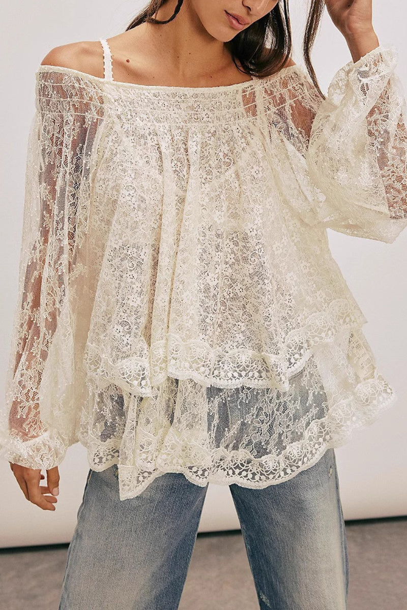 Off-Shoulder Layer Lace Top
