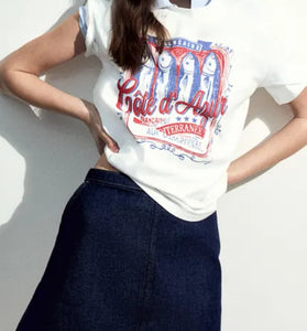 Graphic Print Short Sleeve Polo Tee