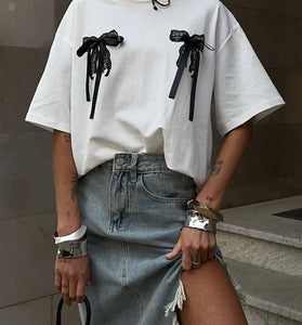 Bow Accent Short Sleeve T-Shirt