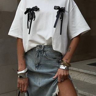 Bow Accent Short Sleeve T-Shirt