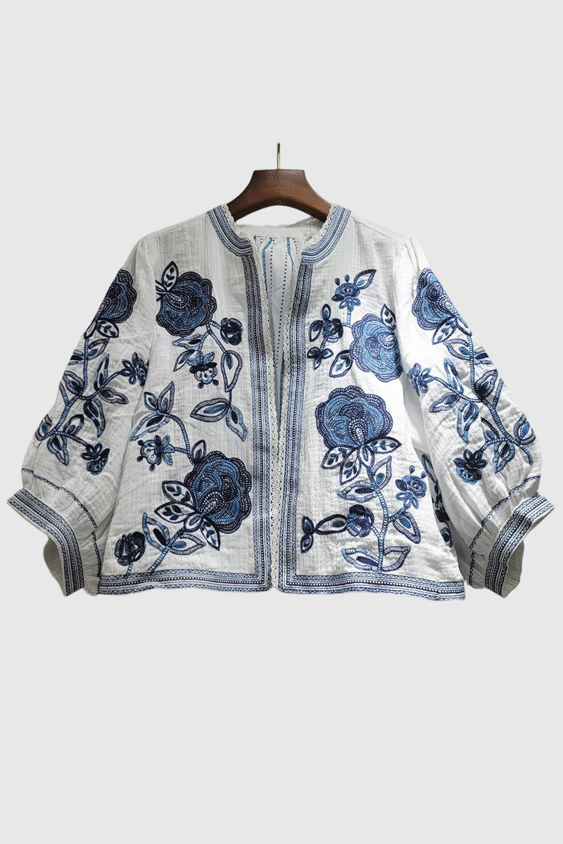 Floral Open-Front Jacket