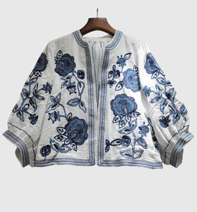 Floral Open-Front Jacket