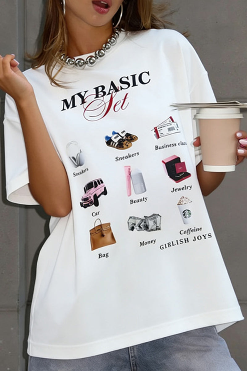 Graphic Tee with Trendy Icons