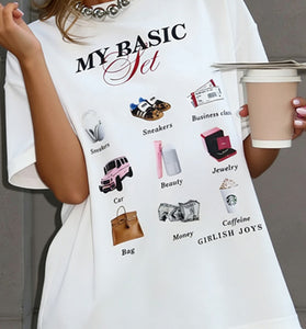 Graphic Tee with Trendy Icons