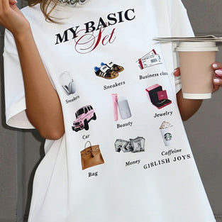 Graphic Tee with Trendy Icons