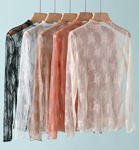 Elegant Lace Sheer T-Shirt