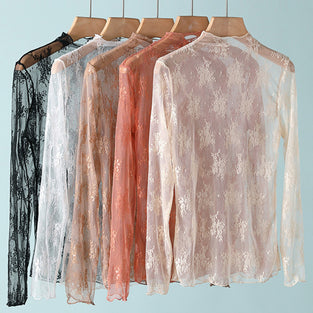 Elegant Lace Sheer T-Shirt