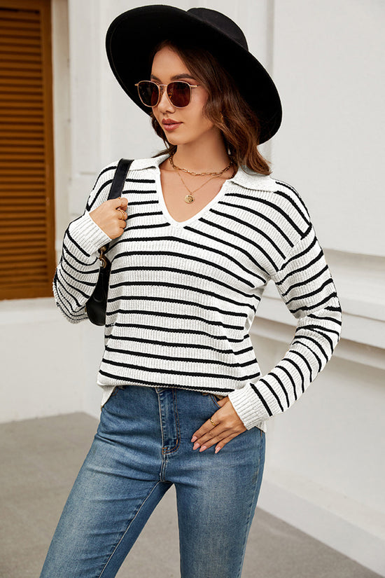 Striped V-Neck Sweater