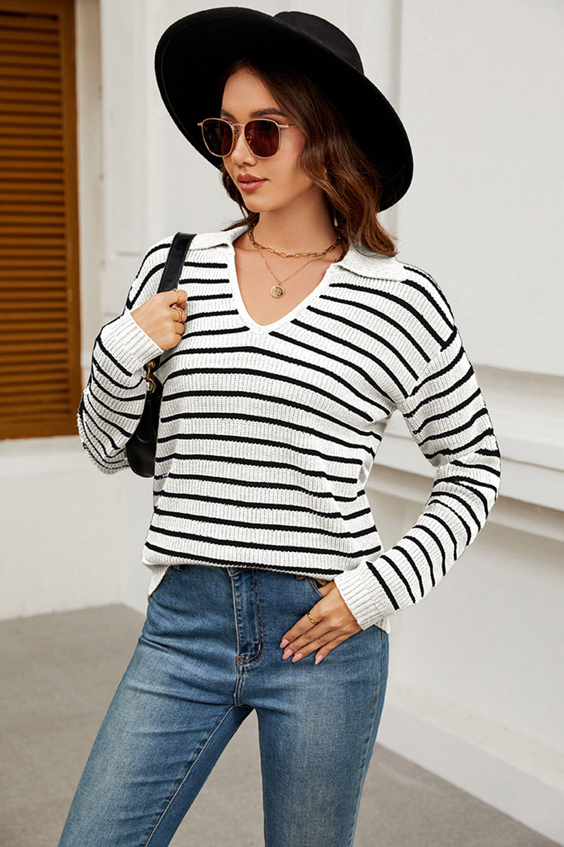 Striped V-Neck Sweater