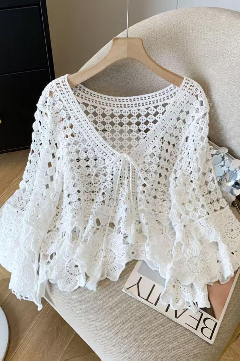 Crochet Open-Front Cardigan