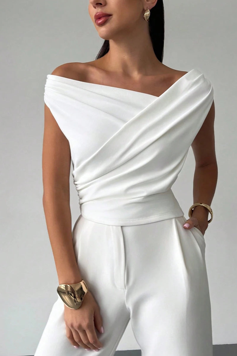 Off-Shoulder Draped T-Shirt
