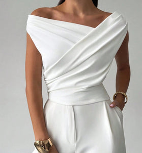 Off-Shoulder Draped T-Shirt