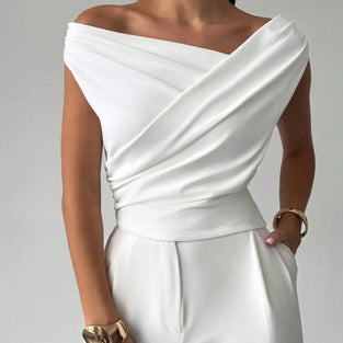 Off-Shoulder Draped T-Shirt