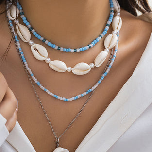Elegant Layered Pearl Charm Necklace