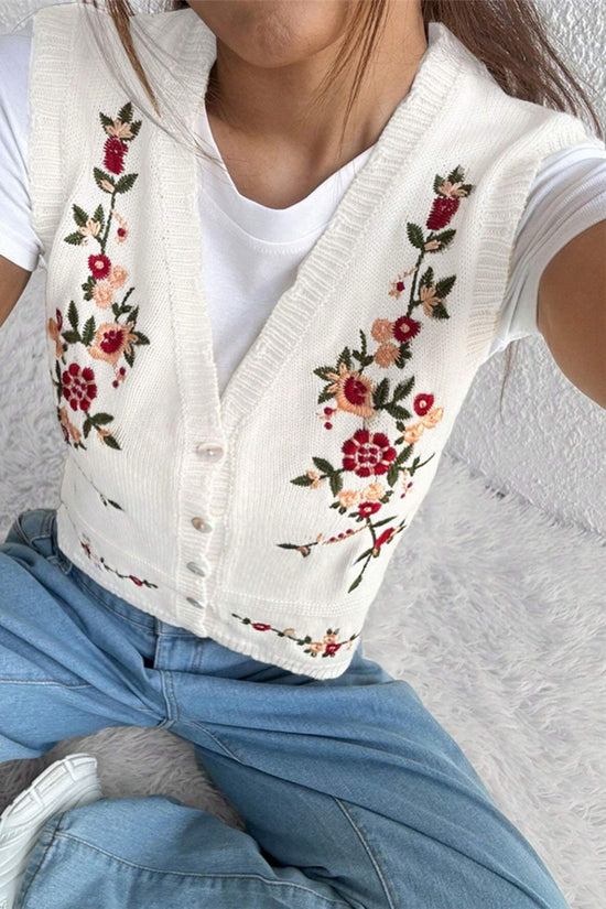 Floral Detail Sweater Vest