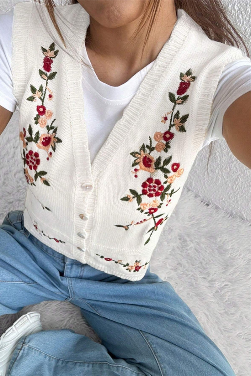 Floral Detail Sweater Vest