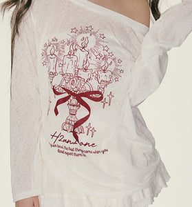 Off-Shoulder Print T-Shirt