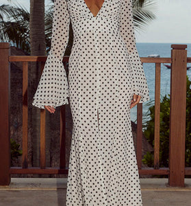 Polka Dot V-Neck Maxi Dress