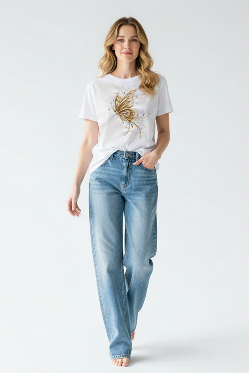 Radiant Wing Embroidered T-Shirt