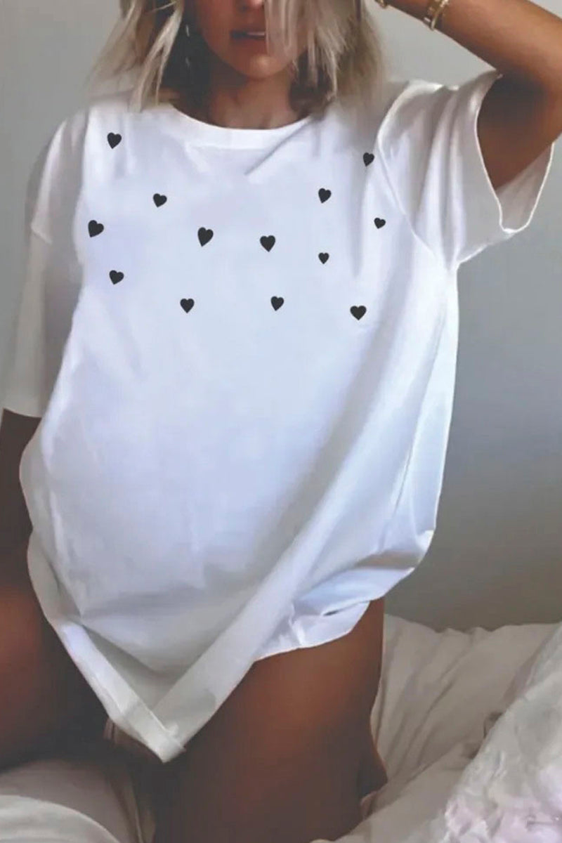 Heart Pattern Oversized T-Shirt