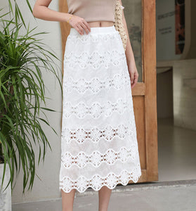 Elegant Lace Midi Skirt