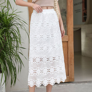 Elegant Lace Midi Skirt
