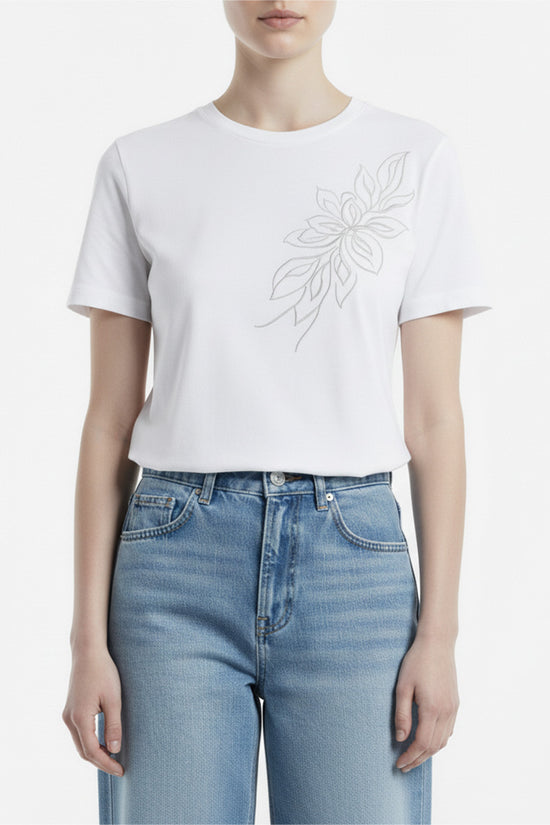 Floral Embroidery Casual T-Shirt