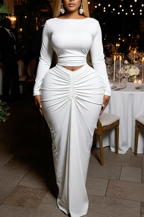 Elegant Draped Skirt Set