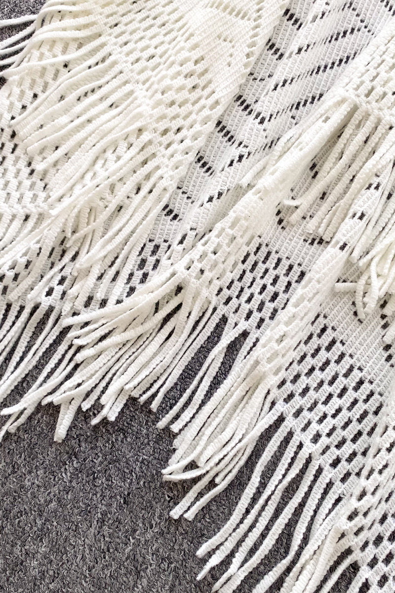 Fringe Open-Knit Cardigan