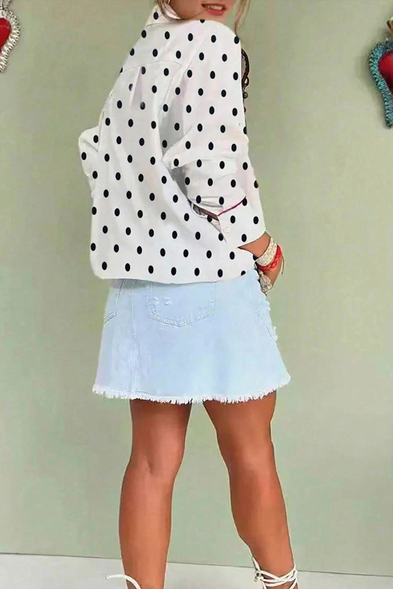 Polka Dot Contrast Elegant Shirt