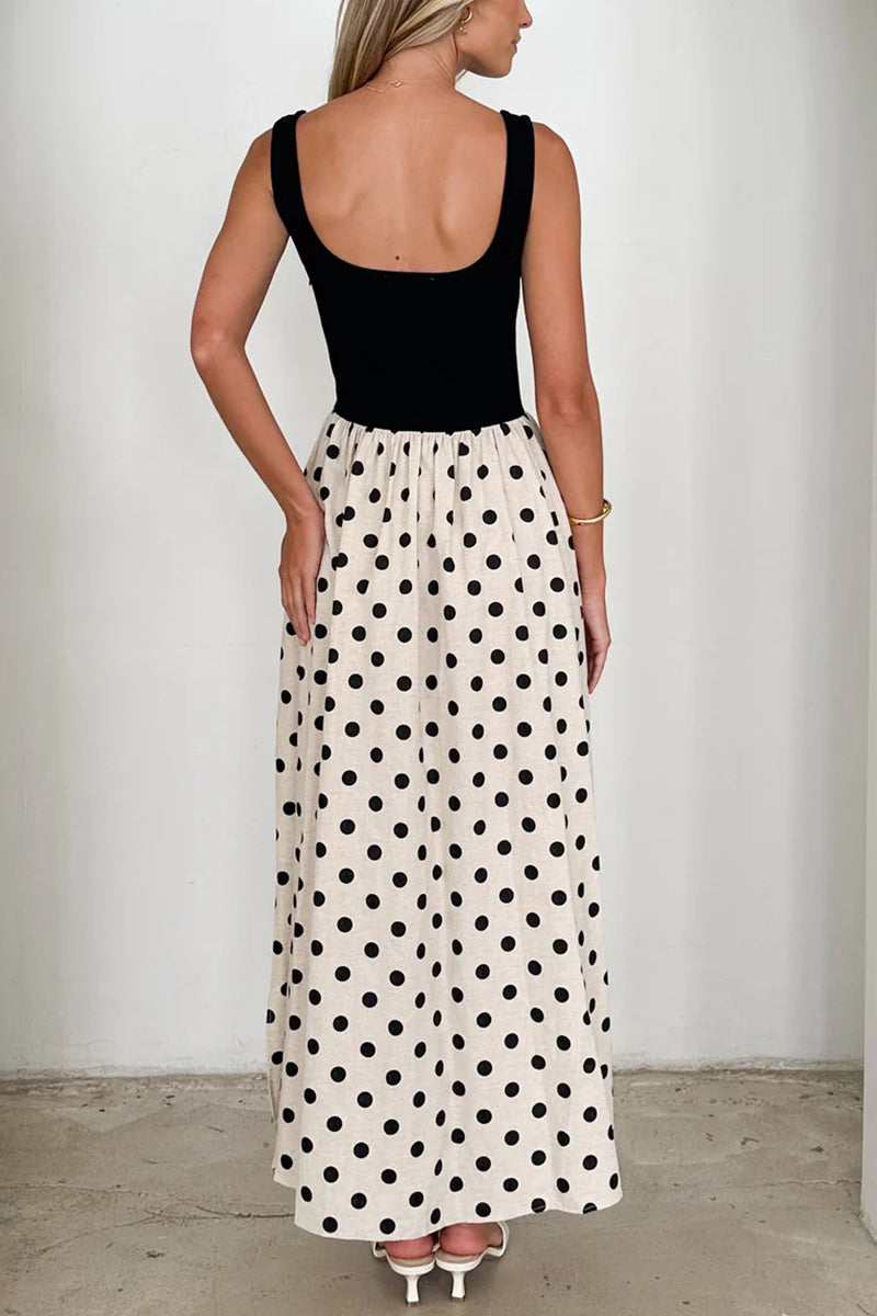Polka Dot Sleeveless Maxi Dress