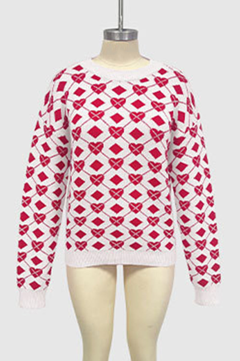 Heart Pattern Long Sleeve Sweater