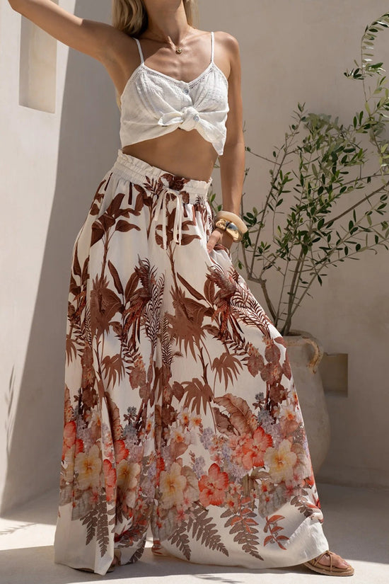 Floral Wide-Leg Casual Pants