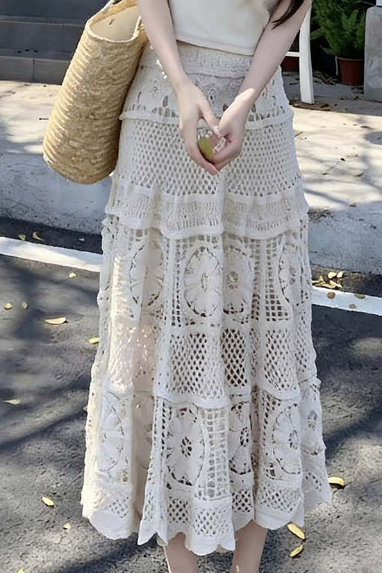 Elegant Lace A-Line Midi Skirt