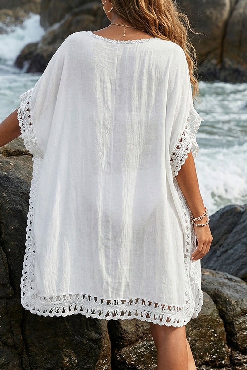 Boho Crochet Trim Beach Cover-Up