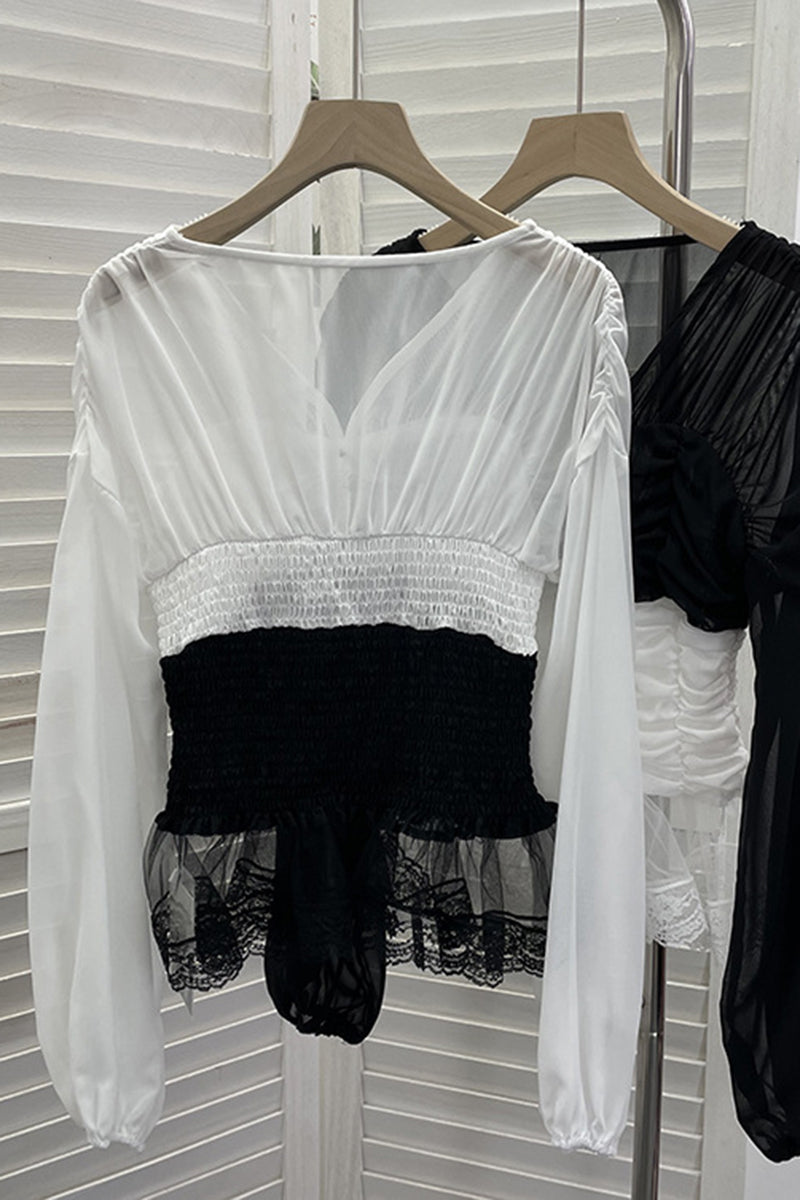Ruched Button-Front Blouse