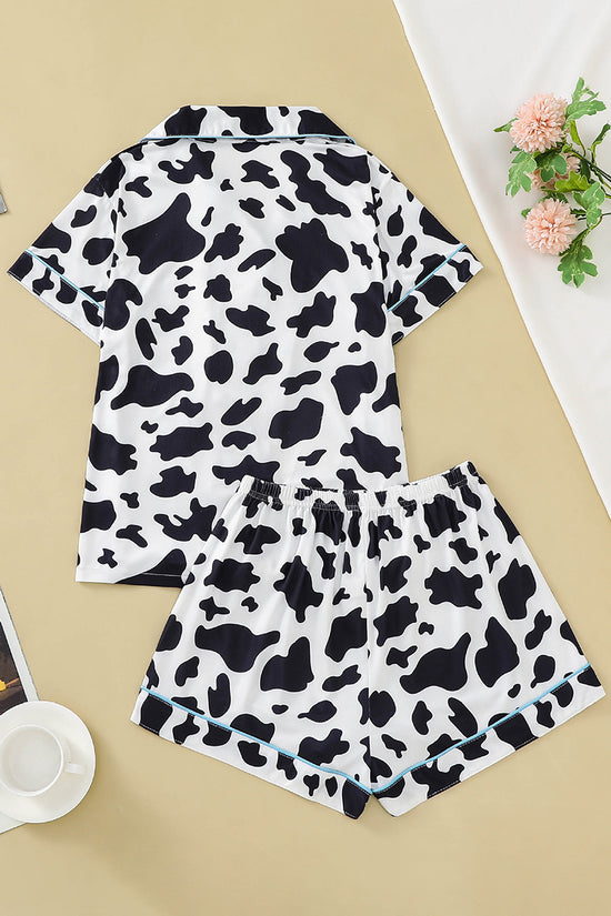 Cow Print Button-Up Pajama Set