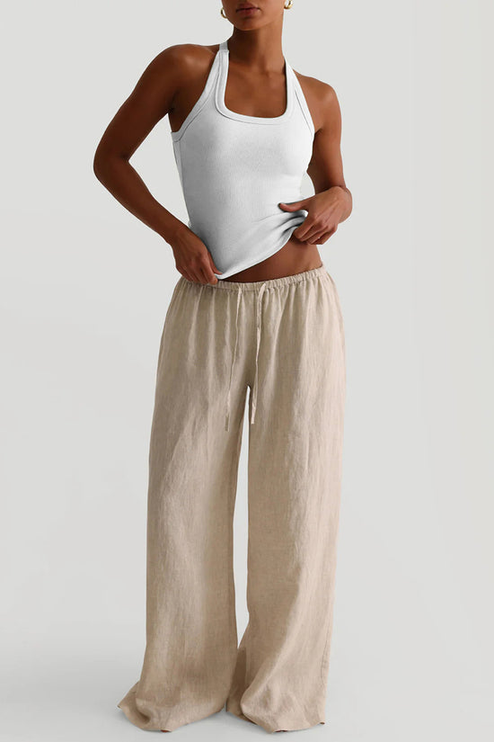 Halter Neck Ribbed Tank Top