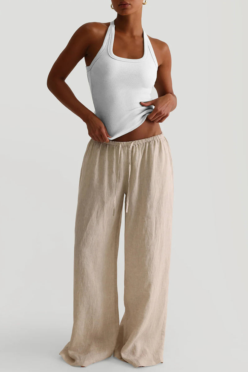 Halter Neck Ribbed Tank Top