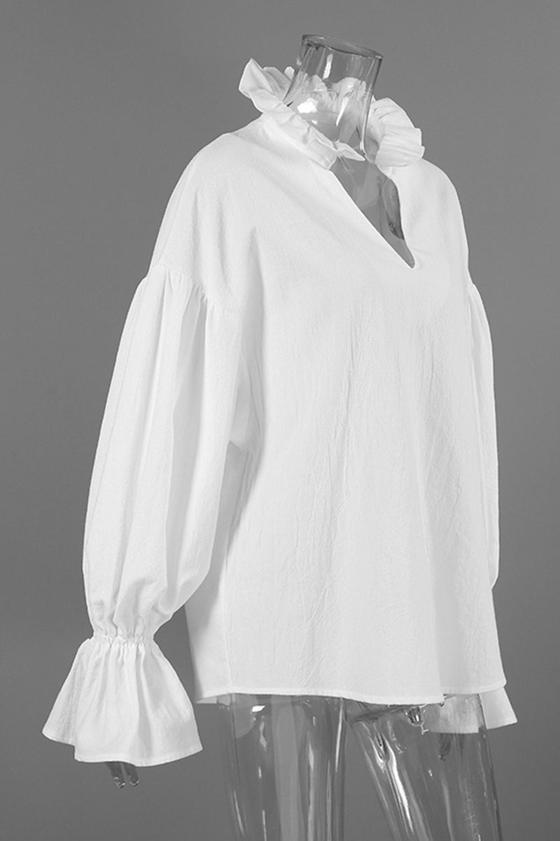 Elegant V-Neck Puff Sleeve Blouse
